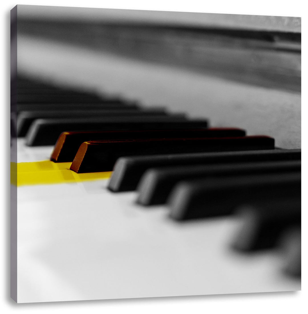 Pixxprint schönes Klavier mit gelben Tasten als Leinwandbild/Grösse: 70x70 cm/Wandbild/Kunstdruck/fe
