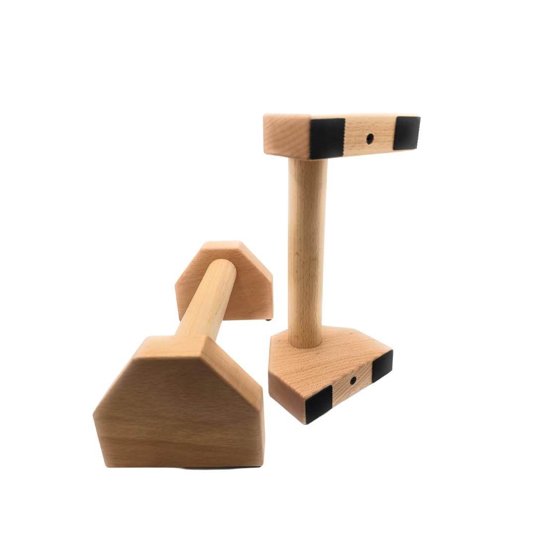 „Liegestütze Griffe aus Buchenholz – Push Up Bars gelenkschonend, rutschfest & ergonomisch – Holz Pu