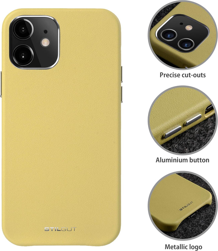 STILGUT Cover kompatibel mit iPhone 12 Mini Case aus Leder, Lederhülle, Hülle aus Leder, Ledercase -