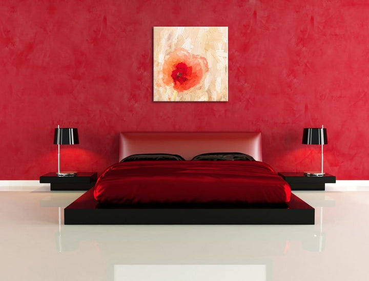 Pixxprint Mohnblume im Kornfeld als Leinwandbild Quadratisch/Grösse: 70x70 / Wandbild/Kunstdruck/fer