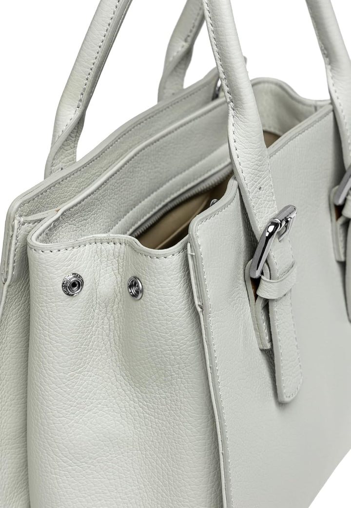 Caspar TL807 klassisch elegante Damen Leder Handtasche Einheitsgrösse Hellgrau, Einheitsgrösse Hellg