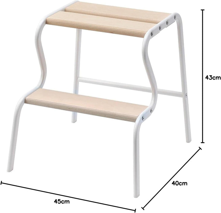 IKEA GRUBBAN Tritthocker, massive Birke ist ein strapazierfähiges, natürliches Material. [Weiss/Birk