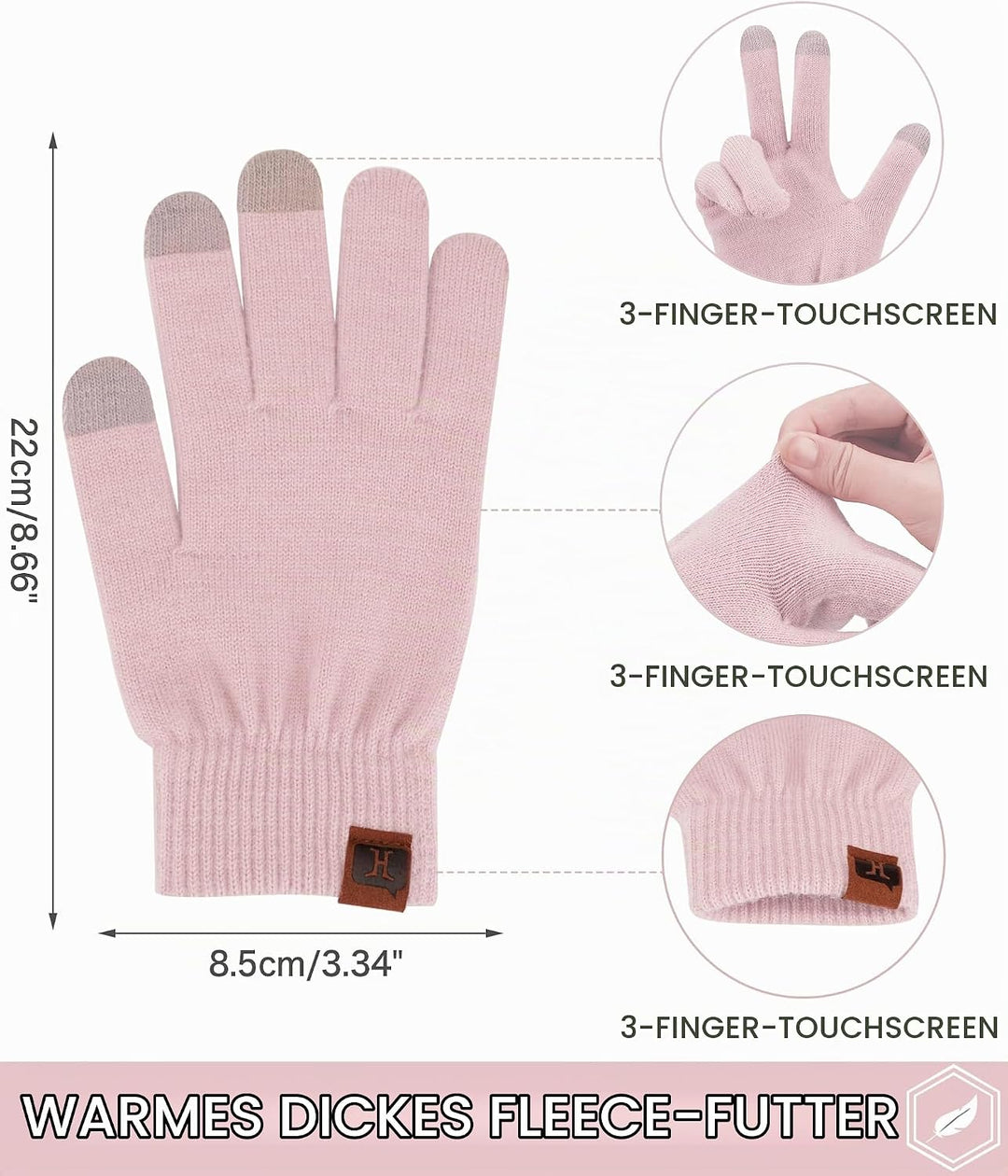 Bequemer Laden Damen Winter Warm Touchscreen Handschuhe Thermo Winterhandschuhe Kaschmir Strickhands