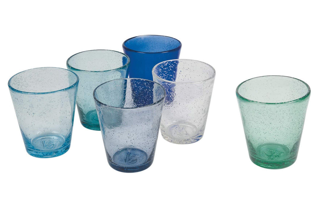 Villa d’Este Home Tivoli 5907746 Cancun/Marea Wasserbecher, 330 ml, mundgeblasen, Glas, Blaue Schatt