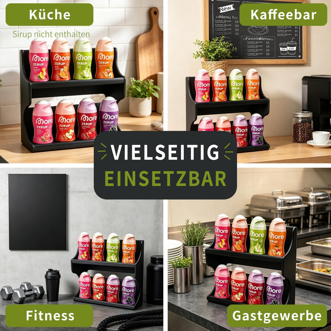 Sirupständer für More Zerup – 8 Flaschenhalter – kompatibel mit More Zerup &amp; ESN Sirupflaschen – Küc