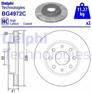 Delphi Bremsscheiben Set Vorne Belüftet Ø 236Mm | 2X Bg4972C
