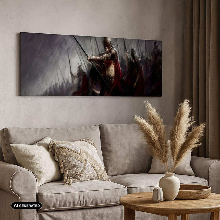 Panorama Bilder auf Leinwand 100x40cm Leinwandbild ritter kampf feld Gross Wanddeko Bild Schlafzimme
