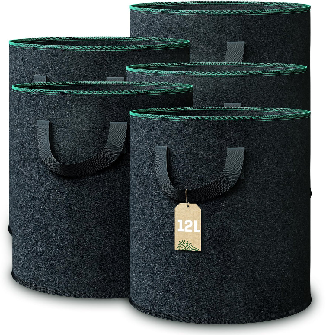GardenGloss® Pflanzsack (5 Stück) - 12L Pflanztasche aus Vliesstoff - Pflanzentasche für Kartoffeln,