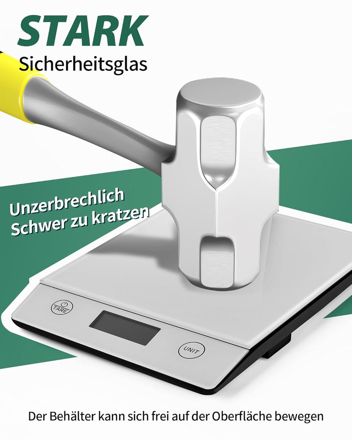 Küchenwaage Digital 10KG Küchenwaagen Glas Digitale Waage Wasserdicht Elektronische Haushaltswaage z