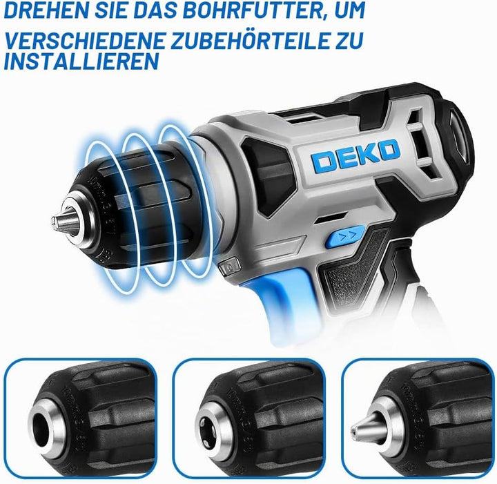 Akkuschrauber Akku Bohrschrauber Akkubohrer Bohrmaschine Schrauber set：DEKOPRO 8V 42tlg Zubehör Schl