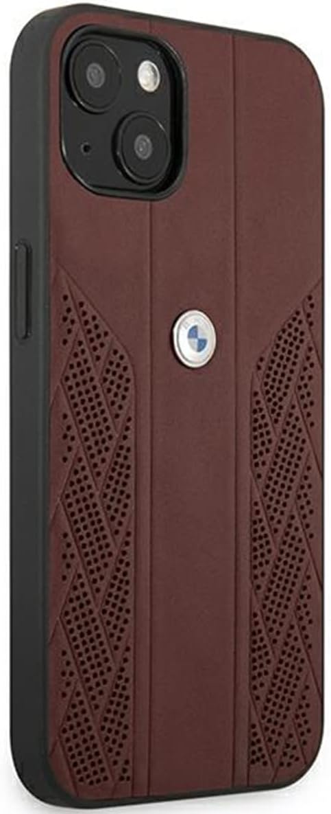 BMW BMHCP13MRSPPR Hülle für iPhone 13 6,1" rot Leather Curve Perforate