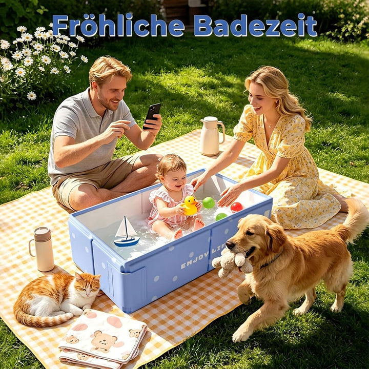 Tragbare Badewanne für Kinder - Blau Faltbare Kinderbadewanne, Keine Montage erforderlich, Tragbares