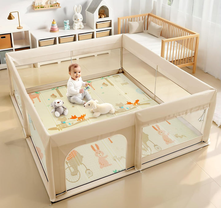 Krabbelmatte Baby 180x200cm, Faltbare Spielmatte Kinder Doppelseitigem, Wasserfeste Rutschfest Play