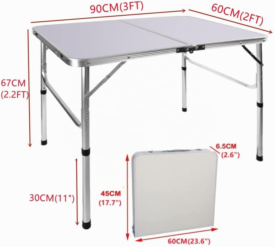 Klappbarer Campingtisch mit 2 verstellbaren Höhen (37/67 cm), Aluminium-Klapptisch, tragbarer Campin