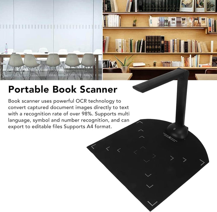 Dokumentenkamera-Scanner, Tragbarer 5 MP 2592 X 1944 USB-Buchscanner mit LED-Licht, OCR-Technologie,