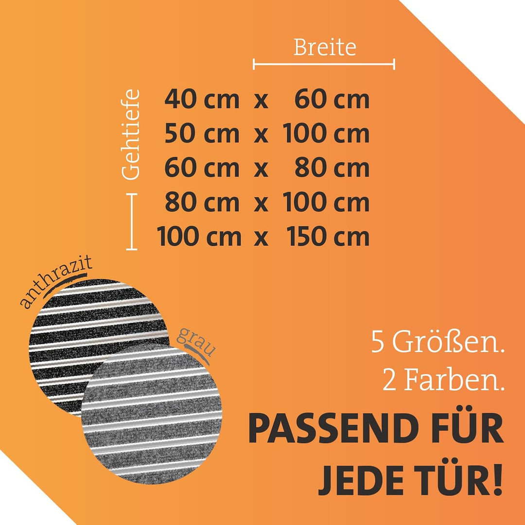 Fussabtreter für Innen & Aussen I Eingangsmatte mit Aluminium Rahmen I Einbau Schmutzfangmatte & ein
