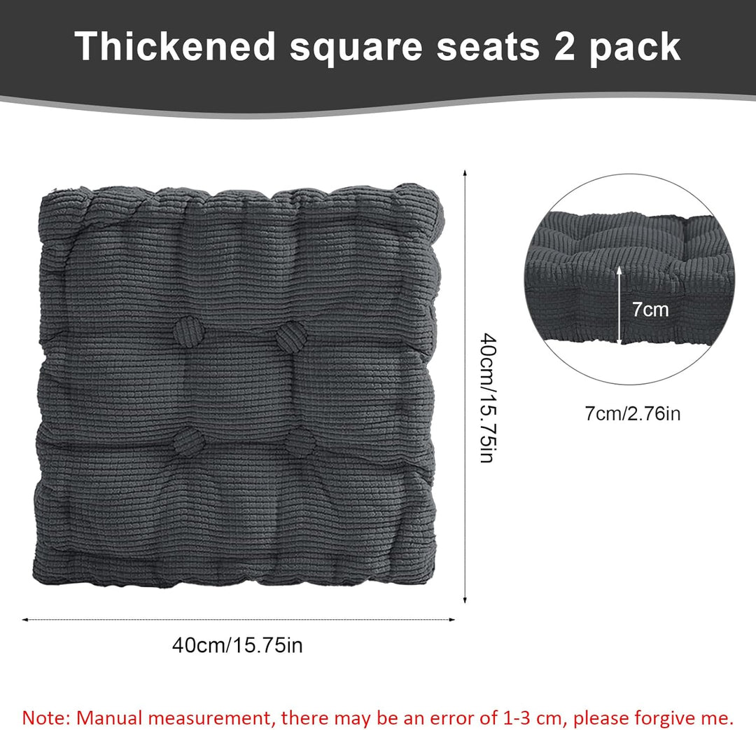 2er Set Sitzkissen, Dickes Stuhlkissen 40x40cm, Sitzpolster Outdoor &amp; Indoor, für Gartenstuhl, Küche