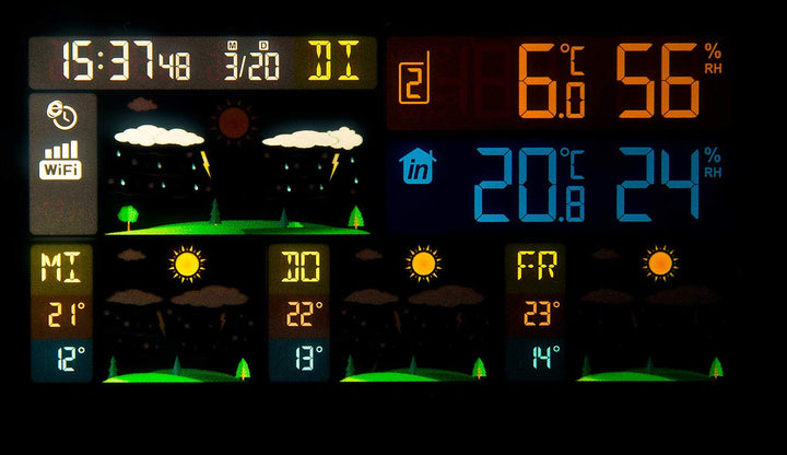 infactory Wetterstation WiFi: WLAN-Funk-Wetterstation mit Aussensensor, Wettertrend &amp; Datenlogger-Ap