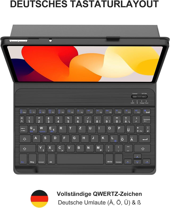 JADEMALL Für Xiaomi Redmi Pad SE 11" (2023) Hülle mit Tastatur QWERTZ | Für Xiaomi Redmi Pad SE 11 Z