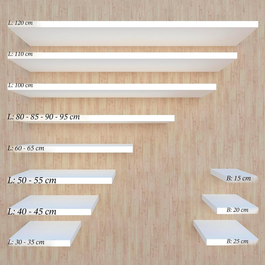Henor Wandregal FSC® Holzwandregal 50 x 15 x 2.5 cm. Laden Sie 30 kg. Weiss 50 Weiss, P-15 Cm., 50 W