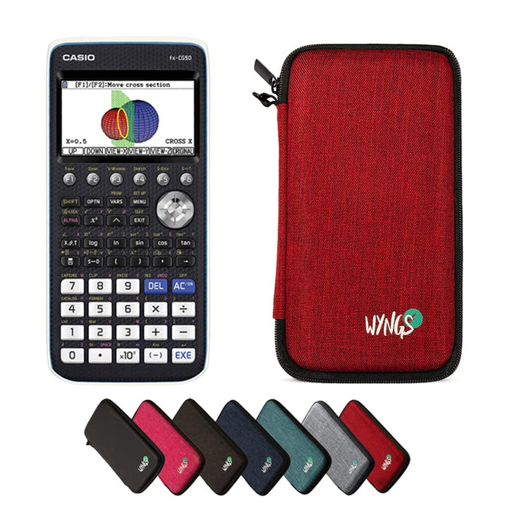 CALCUSO Sparpaket: Casio FX-CG 50 Grafikrechner + WYNGS Schutztasche rot + Erweiterte Garantie von C