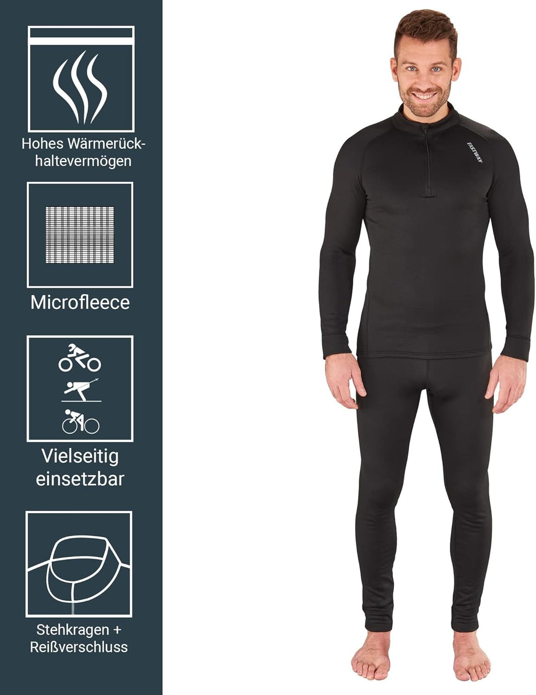 FAST WAY Thermounterwäsche Herren & Damen, Fleece Funktionsunterwäsche, Thermoset mit Thermoshirt &