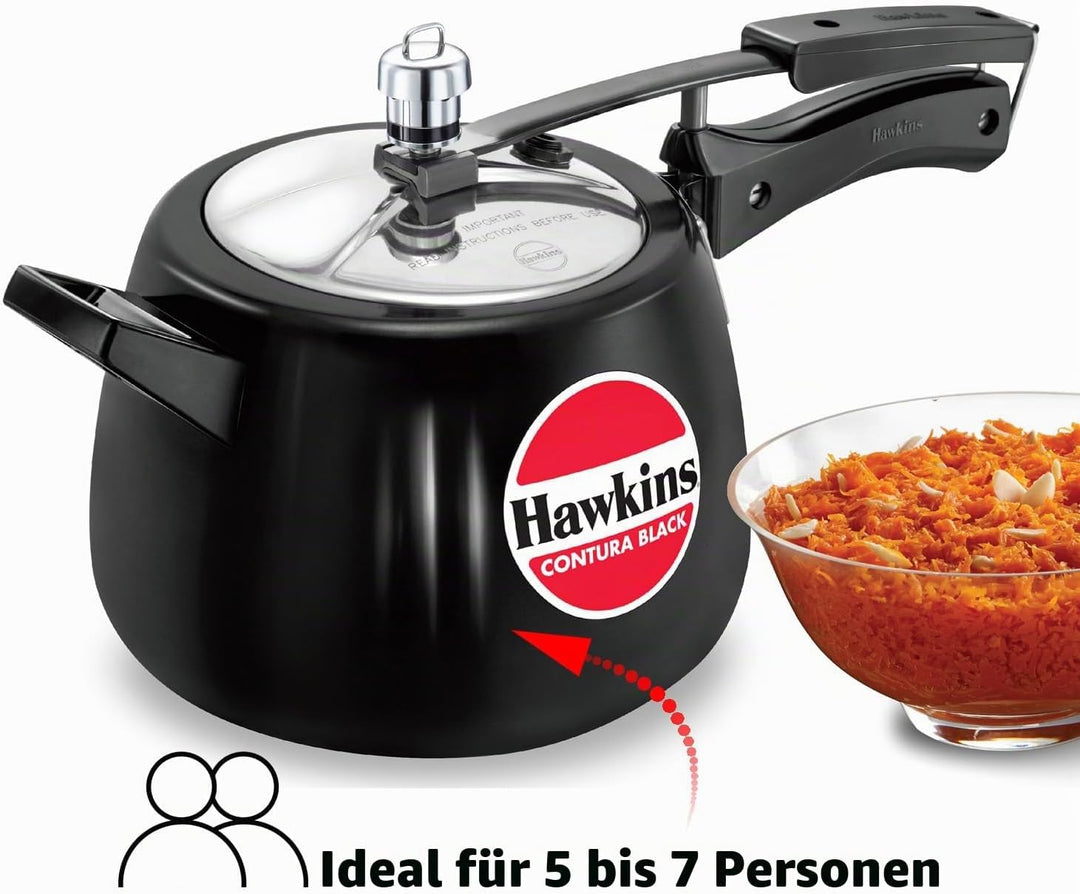 HAWKINS CB40 Harteloxiert Schnellkochtopf, Aluminium, 4 liters, Contura Schwarz 4-Liter, 4-Liter