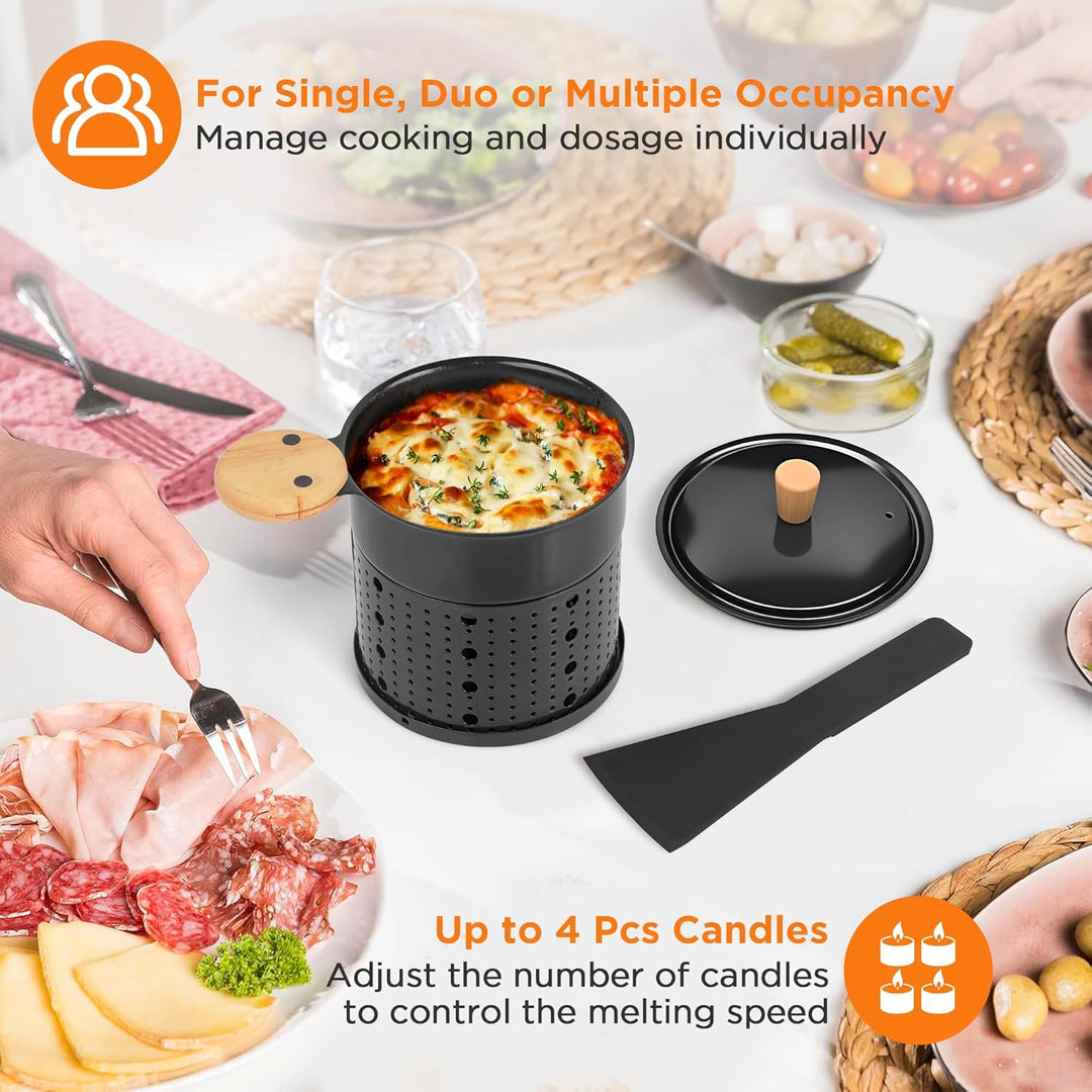 ipow 2er Set Mini Raclette Grill, Racletteofen Set antihaftbeschicht Kerzenraclette für Teelichter,