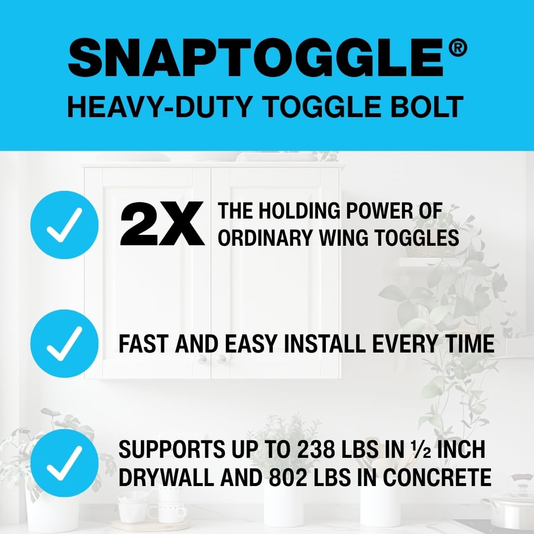 TOGGLER Snaptoggle Trockenbaudübel mit mitgelieferten Schrauben für 1/4-20 Befestigungsgrösse; hält