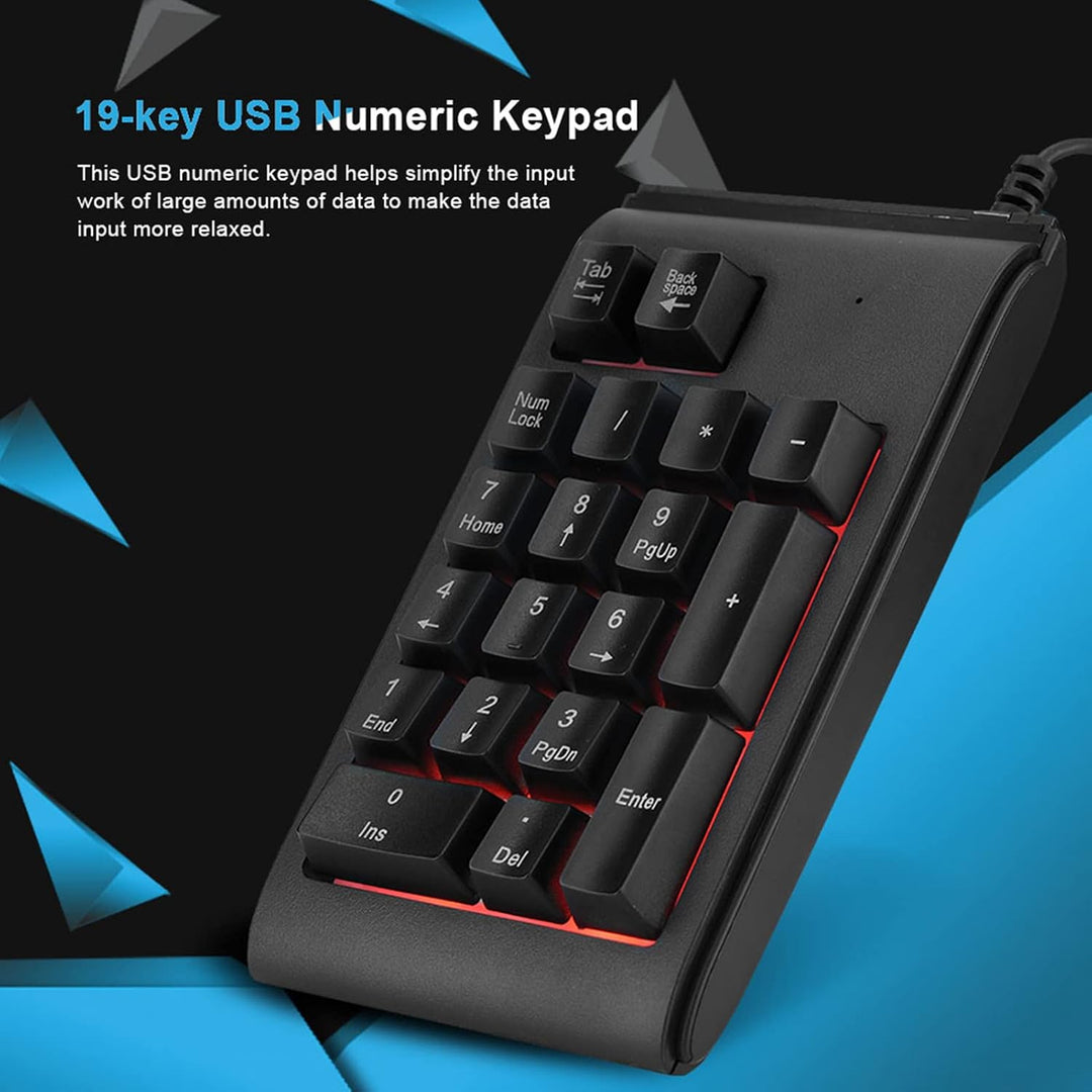 Ouitble USB Numerische Tastatur 19 Taste Tragbare -Nummernpad mit 3 Farben LED -Rückbeleuchtung für