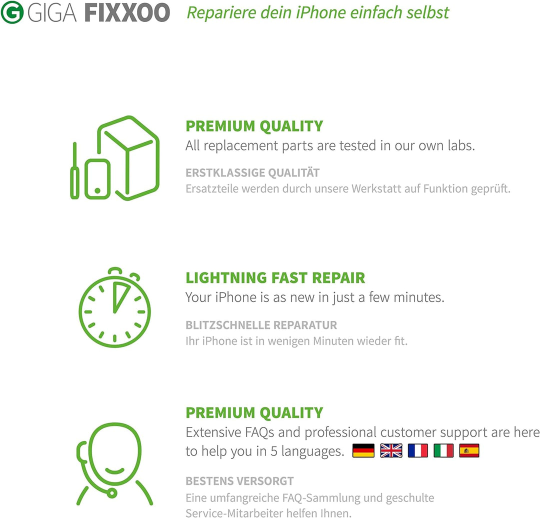 GIGA Fixxoo iPhone 8 Display in A+ Qualität | Austausch-Display iPhone 8 mit voller Farbechtheit und