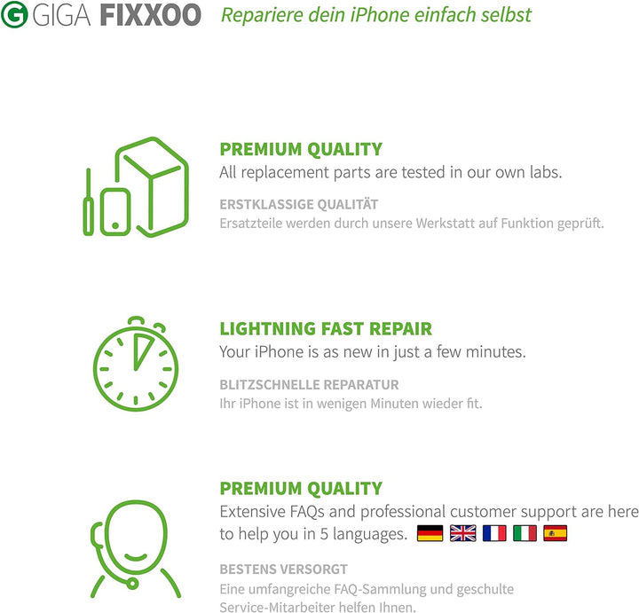 GIGA Fixxoo iPhone 8 Display in A+ Qualität | Austausch-Display iPhone 8 mit voller Farbechtheit und