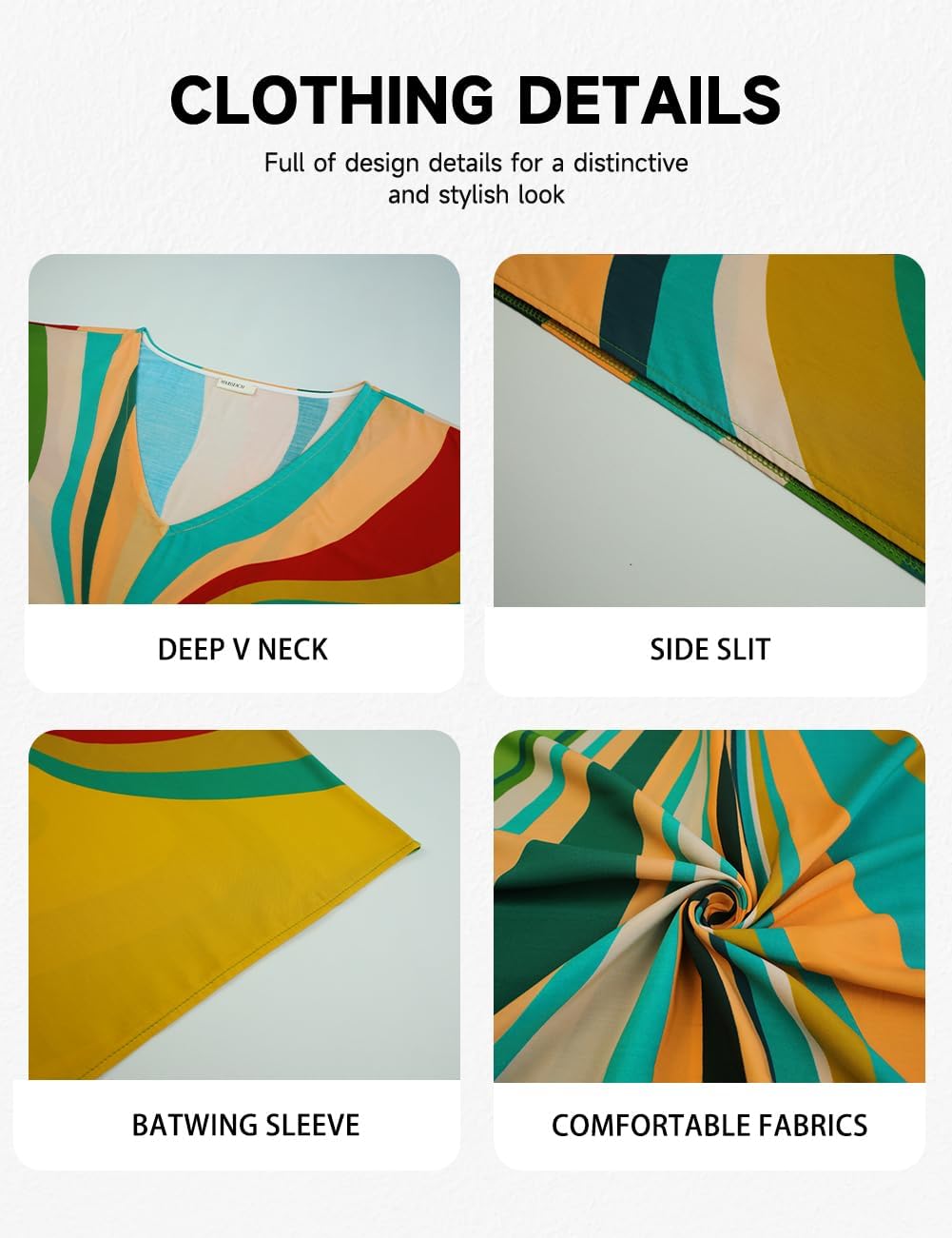 Bsubseach Damen Strandkleid Ethnic Print Kaftan Beach Maxi Kleider Grüne Geometrie, Grüne Geometrie