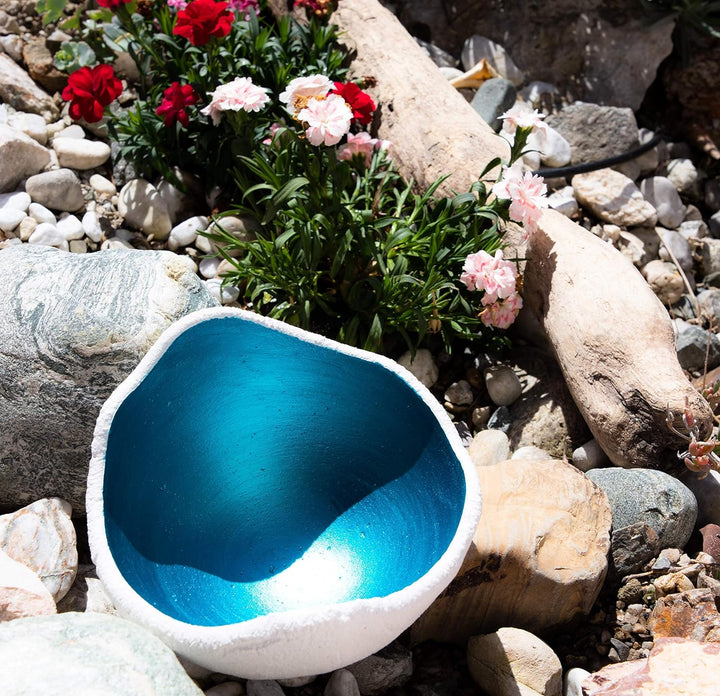 Lichtschale petrol - S (15cm) - Beton weiss - Unikat handmade - Windlicht - Geburtstagsgeschenk - De