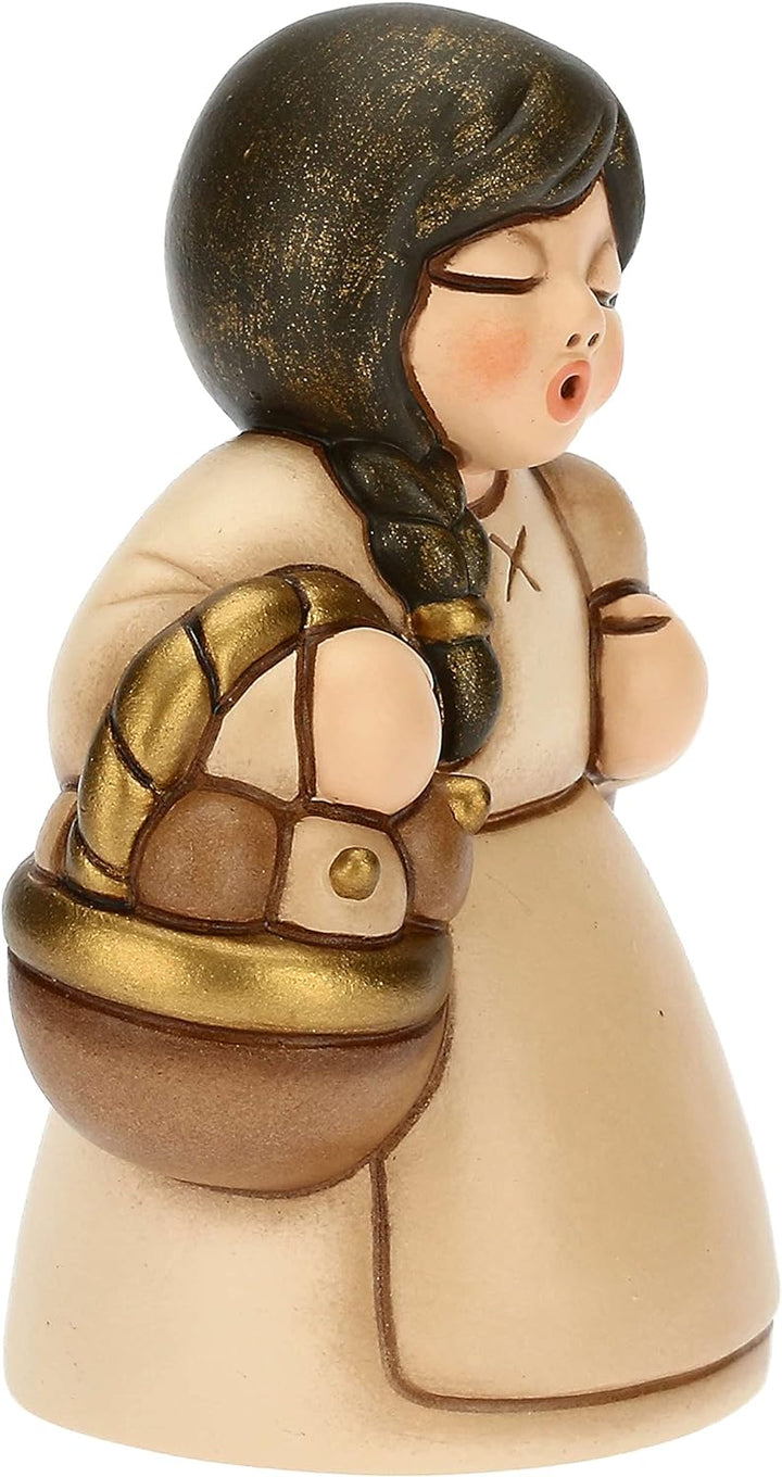 THUN - Krippe 2022 - Krippenfigur für Damen auf dem Markt aus Keramik, handverziert, beige Kleid - L