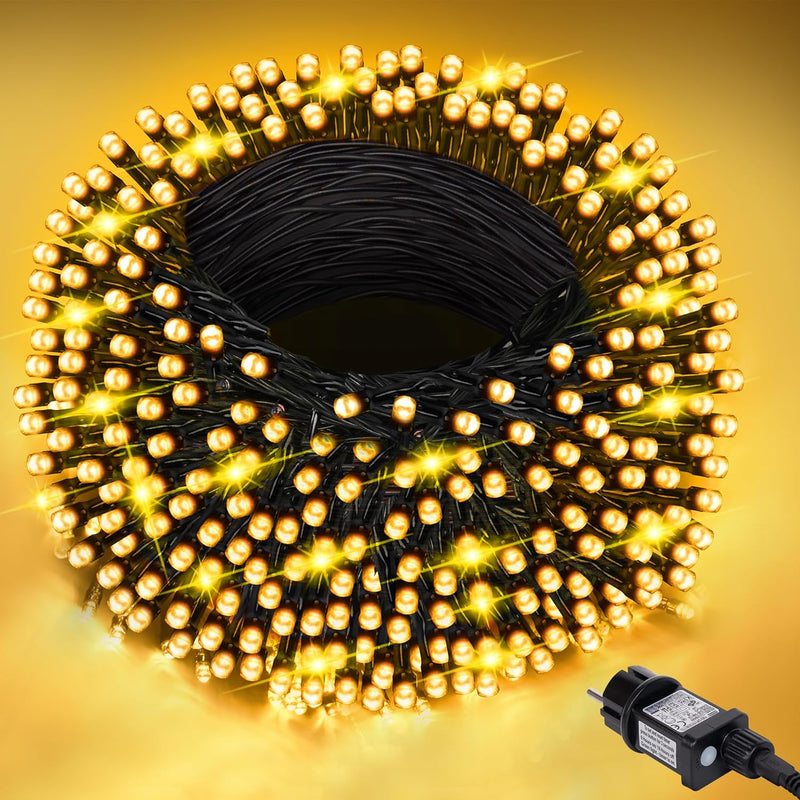 LED Lichterkette Aussen, 20 m 200 LED Weihnachtsbaum Lichterkette, 8 Modi LED Lichterkette Innen mit