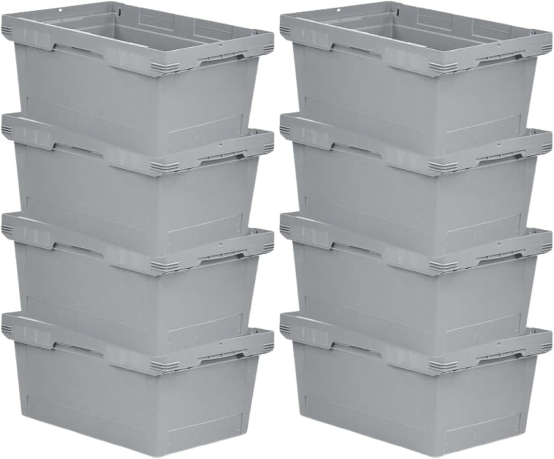 PROREGAL SuperSparSet 8x Conical Mehrweg-Stapelbehälter Grau | HxBxT 27,3x40x60cm | 47 Liter | Lager