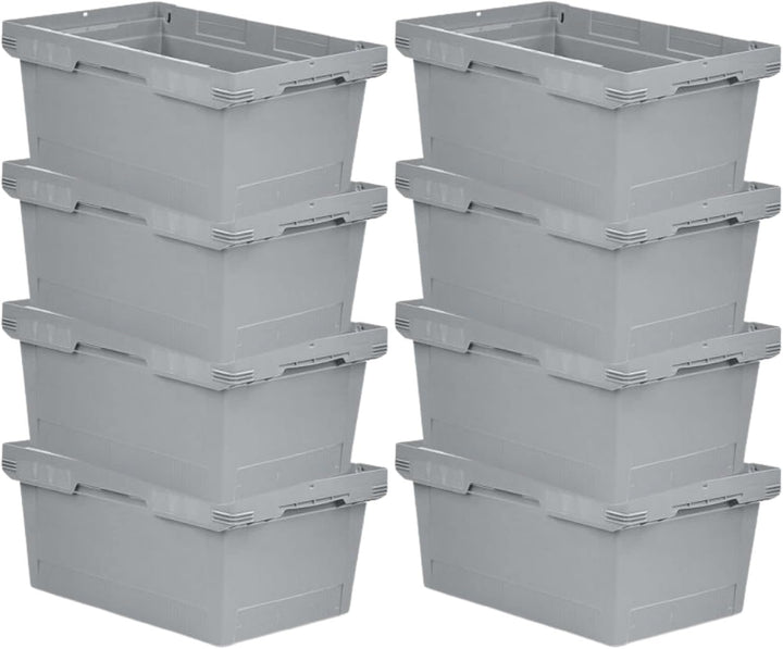PROREGAL SuperSparSet 8x Conical Mehrweg-Stapelbehälter Grau | HxBxT 27,3x40x60cm | 47 Liter | Lager