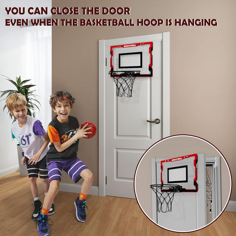 Basketballkorb Indoor Kinder, Geschenk für Jungen 6 8 10, Mini Basketballkorb Zimmer mit 2 Basketbal