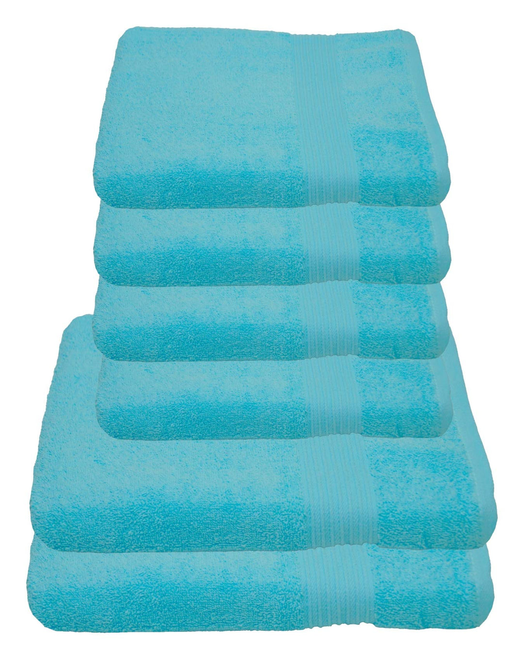 Julie Julsen 6 TLG Handtuchset 2 Badetücher 4 Handtüche Reine Baumwolle über 30 Farben Babyblau 6 tl