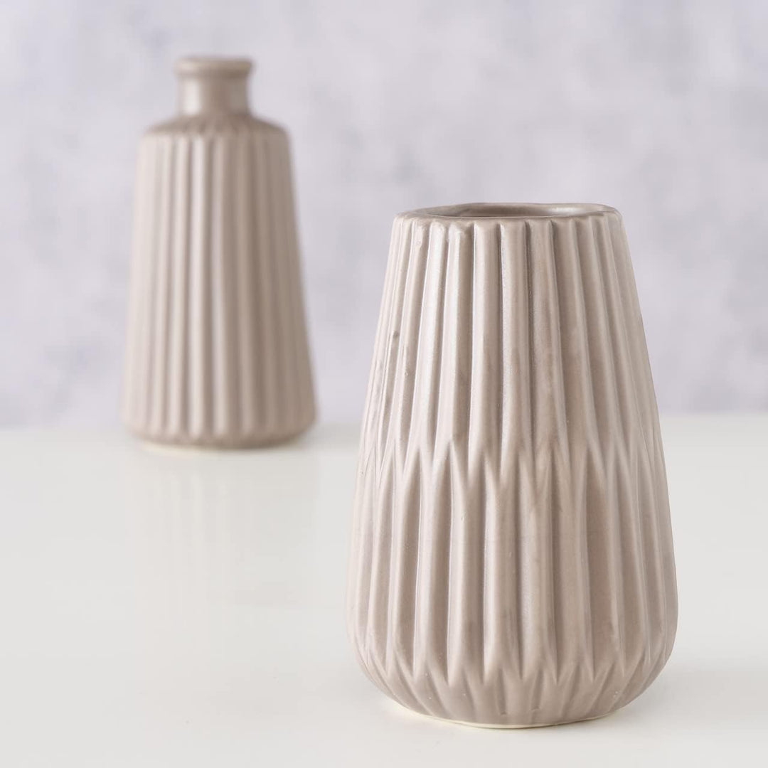 Boltze Vasen Set Esko 2-teilig, Blumenvasen aus Keramik, ø ca. 8,5 cm, ohne Blumen, skandinavischer