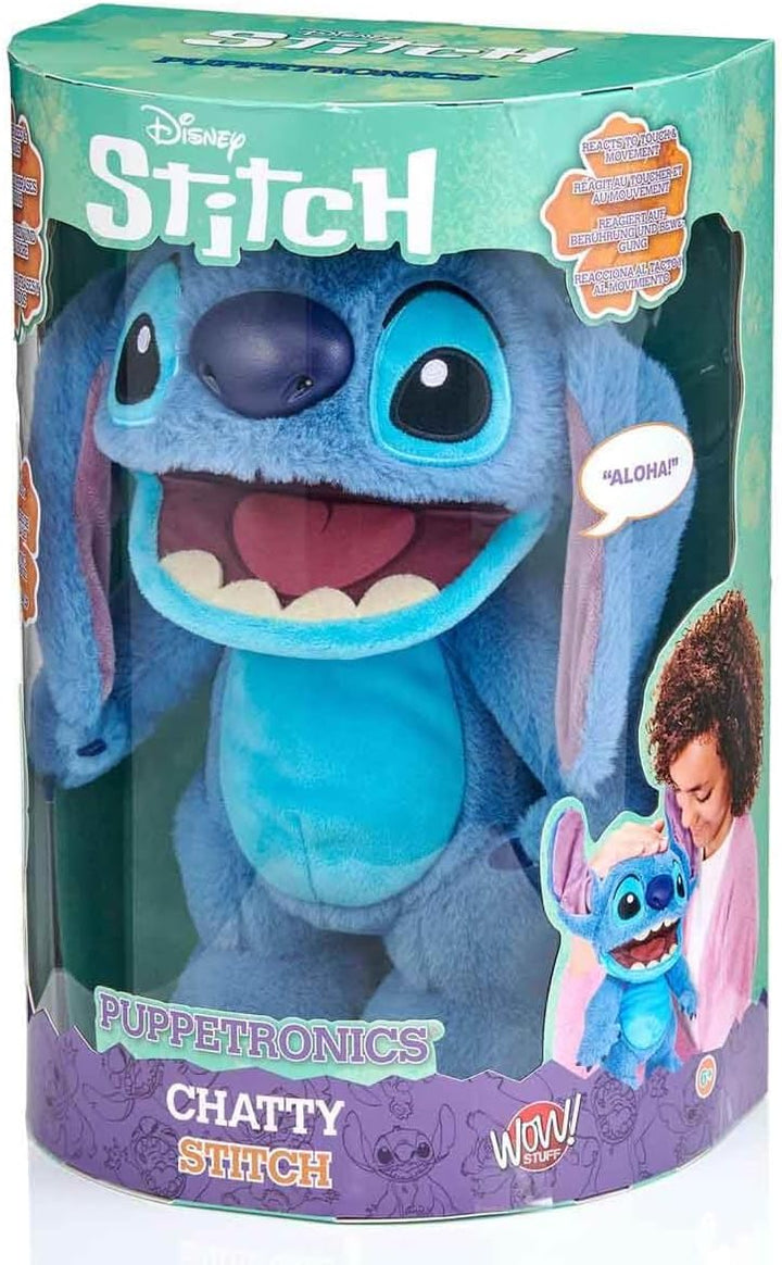 WOW! STUFF Disney Chatty Stitch Deluxe Puppetronic, Interaktive Animatronik Puppe mit über 50 Sounds