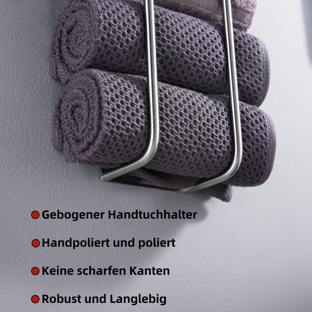 HomeHeng Gästehandtuchhalter Ohne Bohren, Gebürstetes Nickel Handtuchregal Selbstklebend Edelstahl S
