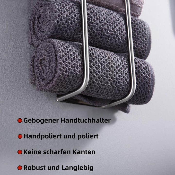 HomeHeng Gästehandtuchhalter Ohne Bohren, Gebürstetes Nickel Handtuchregal Selbstklebend Edelstahl S