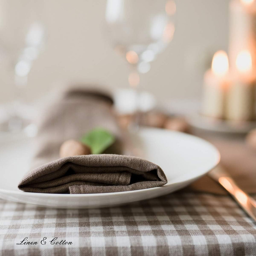 Linen & Cotton Hochwertige 4 x Stoffservietten/Servietten Stoff/Leinenservietten Hygge -100% Leinen,