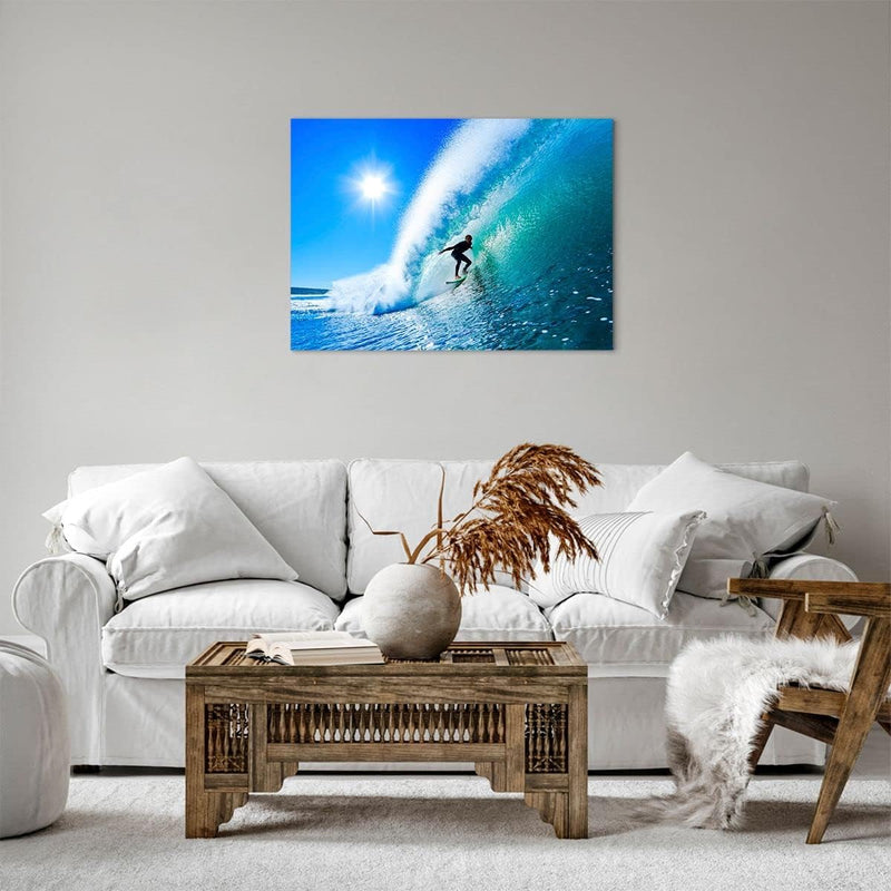 Bilder auf Leinwand Windsurfing strand ozean spass Leinwandbild 70x50cm Wandbilder Dekoration Wohnzi