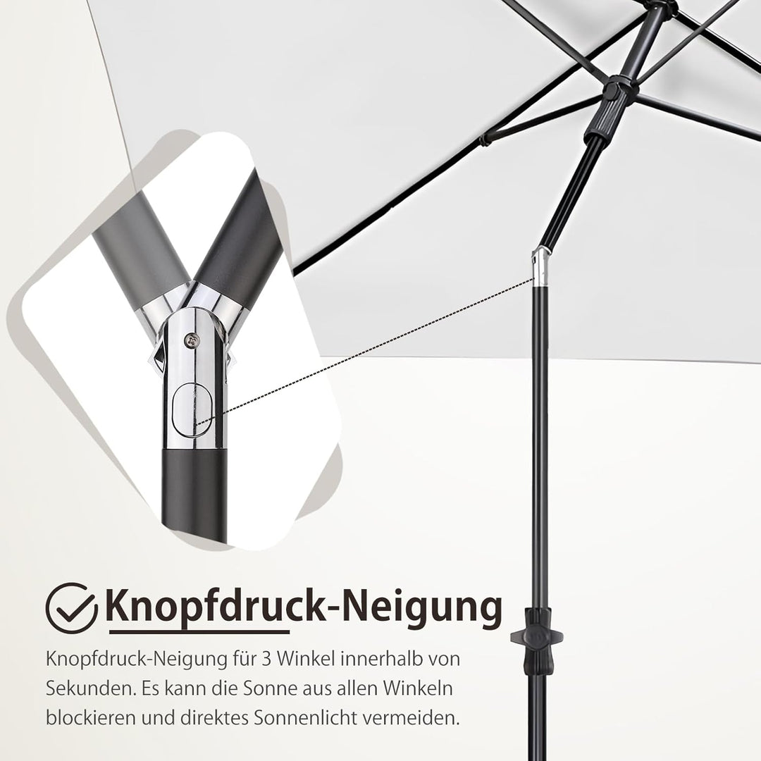 Sekey Sonnenschirm mit Schutzhülle, Balkonschirm Gartenschirm Terrassenschirm, Sonnenschutz UPF50+,
