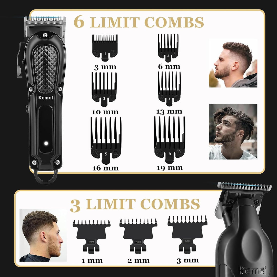 KEMEI Professionelle Haarschneider, Trimmer und Folienrasierer Set für Herren, Kabelloses Haarschnei
