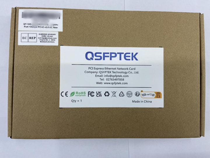 QSFPTEK 10G Ethernet Netzwerkkarte, 10Gb Single SFP+ Port Server mit Intel 82599EN Chip für Intel X5