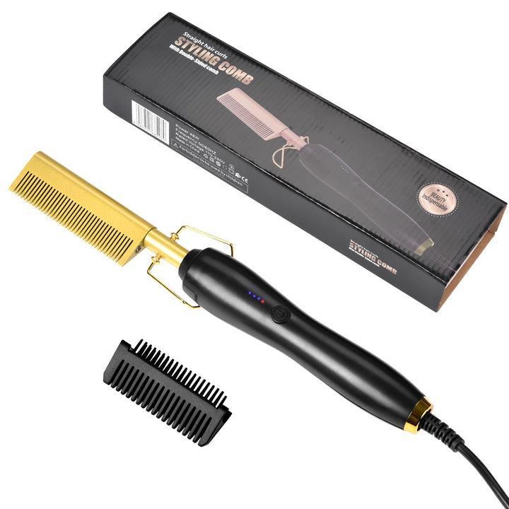 Elektrischer Heisskamm, 2 in 1 Elektrische kamm Haarglätter Glättbürste, 80℃-230℃ Electric Hot Comb